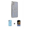 MARSİLYAN™- iPhone 11 Kılıf Zirve Doku Prime - Siyah Buffer Hayalet Cam Ekran Koruyucu + Neon Fosforlu Kamera Lens - TU