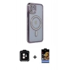 MARSİLYAN™- iPhone 11 Kılıf Zirve Doku Prime - Siyah Buffer Hayalet Cam Ekran Koruyucu + PVD Metal Kamera Lens - TU