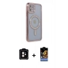 MARSİLYAN™- iPhone 11 Kılıf Zirve Doku Prime - Siyah Buffer Hayalet Cam Ekran Koruyucu + PVD Metal Kamera Lens - TU