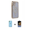 MARSİLYAN™- iPhone 11 Kılıf Zirve Doku Prime - Siyah Buffer Hayalet Cam Ekran Koruyucu + Neon Fosforlu Kamera Lens - YL