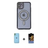 MARSİLYAN™- iPhone 11 Kılıf Zirve Doku Prime - Siyah Buffer Hayalet Cam Ekran Koruyucu + Neon Fosforlu Kamera Lens - YL