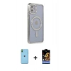 MARSİLYAN™- iPhone 11 Kılıf Zirve Doku Prime - Siyah Buffer Hayalet Cam Ekran Koruyucu + Neon Fosforlu Kamera Lens - YL