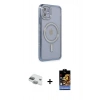 MARSİLYAN™- iPhone 11 Kılıf Zirve Doku Prime - Siyah Buffer Hayalet Cam Ekran Koruyucu + Yeşil Pers Alüminyum Kamera Lens
