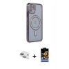 MARSİLYAN™- iPhone 11 Kılıf Zirve Doku Prime - Siyah Buffer Hayalet Cam Ekran Koruyucu + Yeşil Pers Alüminyum Kamera Lens