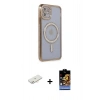 MARSİLYAN™- iPhone 11 Kılıf Zirve Doku Prime - Siyah Buffer Hayalet Cam Ekran Koruyucu + Renkli Kamera Lens Koruma Cam - YL