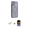 MARSİLYAN™- iPhone 11 Kılıf Zirve Doku Prime - Siyah Buffer Hayalet Cam Ekran Koruyucu + Renkli Kamera Lens Koruma Cam - YL