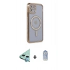 MARSİLYAN™- iPhone 11 Kılıf Zirve Doku Prime - Siyah Joko Magic 5D Cam + Mavi Raze Metal Kamera Lens