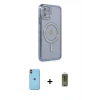 MARSİLYAN™- iPhone 11 Kılıf Zirve Doku Prime - Siyah Joko Magic 5D Hayalet Cam + Neon Fosforlu Kamera Lens - TU