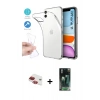 MARSİLYAN™- iPhone 11 Kılıf Zirve Doku - Şeffaf 360 Full Body Arka Koruyucu + Pers Alüminyum Kamera Lens - KI