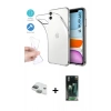 MARSİLYAN™- iPhone 11 Kılıf Zirve Doku - Şeffaf 360 Full Body Arka Koruyucu + Pers Alüminyum Kamera Lens - YL