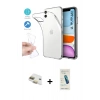 MARSİLYAN™- iPhone 11 Kılıf Zirve Doku - Şeffaf Pasifik Cam Ekran Koruyucu + Pers Alüminyum Kamera Lens - GD