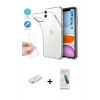 MARSİLYAN™- iPhone 11 Kılıf Zirve Doku - Şeffaf Pasifik Cam Ekran Koruyucu + Renkli Kamera Lens Koruma Cam - TU