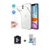 MARSİLYAN™- iPhone 11 Kılıf Zirve Doku - Şeffaf Royal Nano Ekran Koruyucu + PVD Metal Kamera Lens - MI