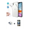 MARSİLYAN™- iPhone 11 Kılıf Zirve Doku - Siyah 34D Hayalet Izgaralı Cam + Pers Alüminyum Kamera Lens - LT