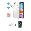 MARSİLYAN™- iPhone 11 Kılıf Zirve Doku - Siyah 360 Mat Full Body Arka Koruyucu + Renkli Kamera Lens Koruma Cam - PE