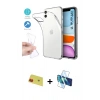 MARSİLYAN™- iPhone 11 Kılıf Zirve Doku - Siyah 3D Antistatik Cam Ekran Koruyucu + Rainbow Kamera Lens Koruma Cam - KI