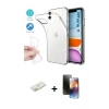 MARSİLYAN™- iPhone 11 Kılıf Zirve Doku - Siyah 3D Antistatik Mat Seramik Nano Ekran Koruyucu + Renkli Kamera Lens Koruma Cam - TU