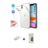 MARSİLYAN™- iPhone 11 Kılıf Zirve Doku - Siyah 6D Mat Seramik Hayalet Nano Ekran Koruyucu + Renkli Kamera Lens Koruma Cam - PE
