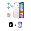 MARSİLYAN™- iPhone 11 Kılıf Zirve Doku - Siyah Bilvis 5in1 3D Magic Cam Ekran Koruyucu + PVD Metal Kamera Lens - TU