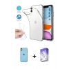 MARSİLYAN™- iPhone 11 Kılıf Zirve Doku - Siyah Bilvis 5in1 3D Magic Cam Ekran Koruyucu + Neon Fosforlu Kamera Lens - YL