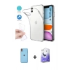 MARSİLYAN™- iPhone 11 Kılıf Zirve Doku - Siyah Bilvis 5in1 5D Magic Hayalet Cam Ekran Koruyucu + Neon Fosforlu Kamera Lens - TU