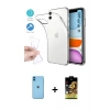 MARSİLYAN™- iPhone 11 Kılıf Zirve Doku - Siyah Buffer Cam Ekran Koruyucu + Neon Fosforlu Kamera Lens - MI