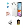 MARSİLYAN™- iPhone 11 Kılıf Zirve Doku - Siyah Buffer Cam Ekran Koruyucu + Raze Metal Kamera Lens - GS