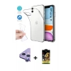 MARSİLYAN™- iPhone 11 Kılıf Zirve Doku - Siyah Buffer Cam Ekran Koruyucu + Raze Metal Kamera Lens - MR