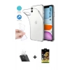 MARSİLYAN™- iPhone 11 Kılıf Zirve Doku - Siyah Buffer Cam Ekran Koruyucu + Şeffaf Kamera Lens Koruma Cam