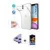 MARSİLYAN™- iPhone 11 Kılıf Zirve Doku - Siyah Buffer Hayalet Cam Ekran Koruyucu + Raze Metal Kamera Lens - MR