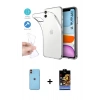 MARSİLYAN™- iPhone 11 Kılıf Zirve Doku - Siyah Buffer Hayalet Cam Ekran Koruyucu + Neon Fosforlu Kamera Lens - TU