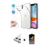 MARSİLYAN™- iPhone 11 Kılıf Zirve Doku - Siyah Buffer Hayalet Cam Ekran Koruyucu + Raze Metal Kamera Lens - GS