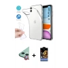 MARSİLYAN™- iPhone 11 Kılıf Zirve Doku - Siyah Buffer Hayalet Cam Ekran Koruyucu + Raze Metal Kamera Lens - KI