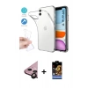 MARSİLYAN™- iPhone 11 Kılıf Zirve Doku - Siyah Buffer Hayalet Cam Ekran Koruyucu + Raze Metal Kamera Lens - SH