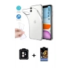 MARSİLYAN™- iPhone 11 Kılıf Zirve Doku - Siyah Buffer Hayalet Cam Ekran Koruyucu + PVD Metal Kamera Lens - TU