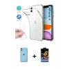 MARSİLYAN™- iPhone 11 Kılıf Zirve Doku - Siyah Buffer Hayalet Cam Ekran Koruyucu + Neon Fosforlu Kamera Lens - YL