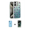 MARSİLYAN™- iPhone 11 Kılıf Zirve Modern Prime - Şeffaf 360 Full Body Arka Koruyucu + Neon Fosforlu Kamera Lens - MI