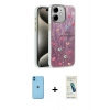 MARSİLYAN™- iPhone 11 Kılıf Zirve Modern Prime - Şeffaf Pasifik Cam Ekran Koruyucu + Neon Fosforlu Kamera Lens - MI