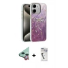 MARSİLYAN™- iPhone 11 Kılıf Zirve Modern Prime - Şeffaf Uv Polymer Nano Ekran Koruyucu + Kırmızı Raze Metal Kamera Lens