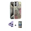 MARSİLYAN™- iPhone 11 Kılıf Zirve Modern Prime - Siyah 34D Hayalet Izgaralı Cam + Raze Metal Kamera Lens - MR