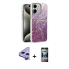 MARSİLYAN™- iPhone 11 Kılıf Zirve Modern Prime - Siyah 34D Hayalet Izgaralı Cam + Raze Metal Kamera Lens - MR