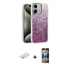 MARSİLYAN™- iPhone 11 Kılıf Zirve Modern Prime - Siyah 34D Hayalet Izgaralı Cam + Renkli Kamera Lens Koruma Cam - PE
