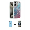 MARSİLYAN™- iPhone 11 Kılıf Zirve Modern Prime - Siyah 34D Hayalet Izgaralı Cam + Neon Fosforlu Kamera Lens - TU