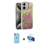 MARSİLYAN™- iPhone 11 Kılıf Zirve Modern Prime - Siyah 3D Antistatik Cam Ekran Koruyucu + Neon Fosforlu Kamera Lens - TU