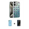 MARSİLYAN™- iPhone 11 Kılıf Zirve Modern Prime - Siyah 3D Antistatik Hayalet Cam Ekran Koruyucu + Neon Fosforlu Kamera Lens - YL