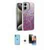 MARSİLYAN™- iPhone 11 Kılıf Zirve Modern Prime - Siyah 3D Antistatik Mat Seramik Nano Ekran Koruyucu + Neon Fosforlu Kamera Lens - MI