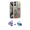 MARSİLYAN™- iPhone 11 Kılıf Zirve Modern Prime - Siyah 3D Antistatik Seramik Nano Ekran Koruyucu + Mor Raze Metal Kamera Lens