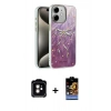 MARSİLYAN™- iPhone 11 Kılıf Zirve Modern Prime - Siyah Buffer Hayalet Cam Ekran Koruyucu + Turuncu PVD Metal Kamera Lens