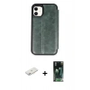 MARSİLYAN™- iPhone 11 Kılıf Zirve Yansıma Serisi - Şeffaf 360 Full Body Arka Koruyucu + Renkli Kamera Lens Koruma Cam - PE