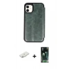 MARSİLYAN™- iPhone 11 Kılıf Zirve Yansıma Serisi - Şeffaf 360 Full Body Arka Koruyucu + Renkli Kamera Lens Koruma Cam - SI